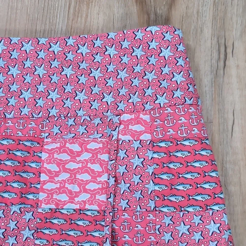 ☔️🔹️Vineyard Vines Pink & Blue Nautical Patchwork Wraparound Skirt Size 4
